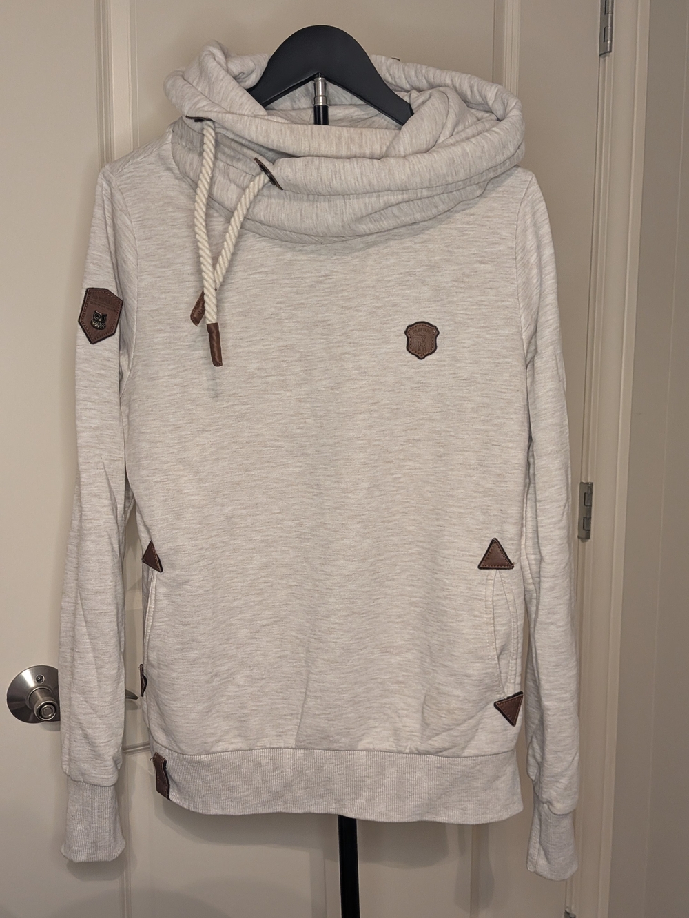 Naketano Beige Hoodie with Brown Trim